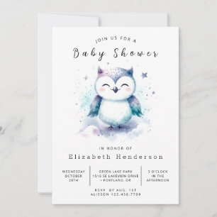 Convite Chá de fraldas Boho Na moda Owl