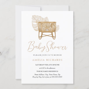 Convite Chá de fraldas Boho Nursery Bassinet