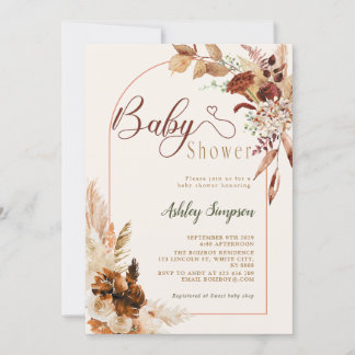 Convite Chá de fraldas Boho Pampas Grass