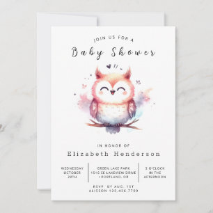 Convite Chá de fraldas Boho Printable Owl