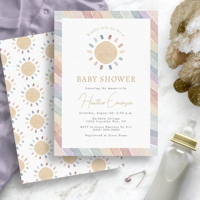 Convite Chá de fraldas Boho Sun (Boho Sun Baby Shower Invitation
)