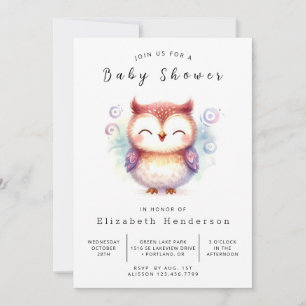 Convite Chá de fraldas Boho Watercolor Owl