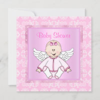 Chá de fraldas bonito de anjo para bebês rosa