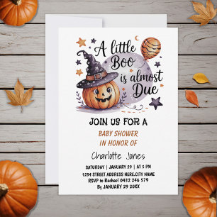 Convite Chá de fraldas Bonito de Boo Halloween