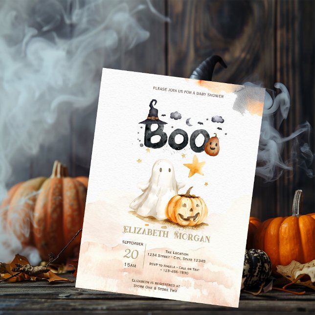 Convite Chá de fraldas Boo do Arco Pumpkin em queda livre (Criador carregado)