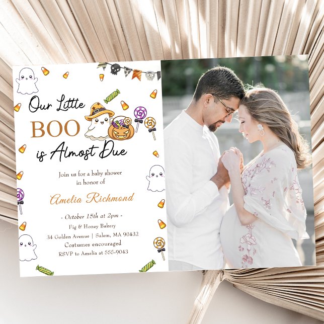 Convite Chá de fraldas Boo Nosso Pequeno Boo Está Quase A  (Criador carregado)
