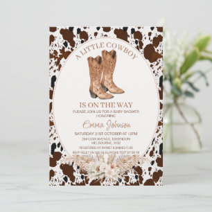 Convite Chá de fraldas Boots Boots do Boot Boho Floral Cow