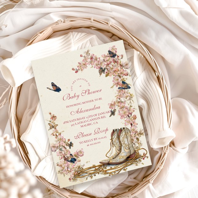 Convite Chá de fraldas Boots do Boho Cowgirl (Criador carregado)
