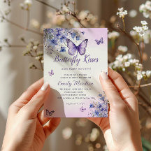 Chá de fraldas-borboleta Boho Purple Floral Girl