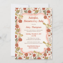 Convite Chá de fraldas | Borboletas e flores poéticas