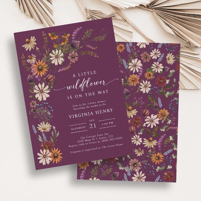 Convite Chá de fraldas Borgonha (Burgundy Baby Shower Invitation
)