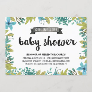 Convite Chá de fraldas Botânico