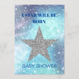 Convite Chá de fraldas Boy Blue Modern Star É Nascer