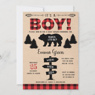 Convite Chá de fraldas Boy Lumberjack