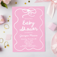 Chá de fraldas branco cor-de-rosa desenhado à mão