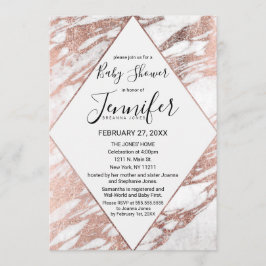 Convite Chá de fraldas branco-Dourado de mármore