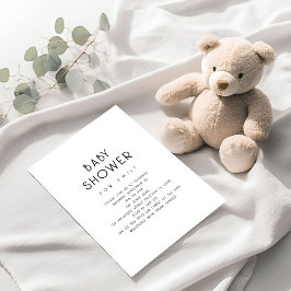 Convite Chá de fraldas branco e preto de texto simples min