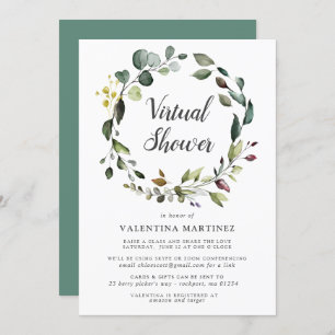 Convite Chá de fraldas Bridal Virtual Eucalyptus Wreath