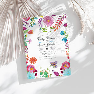 Convite Chá de fraldas Bright Mexicano Folk Art