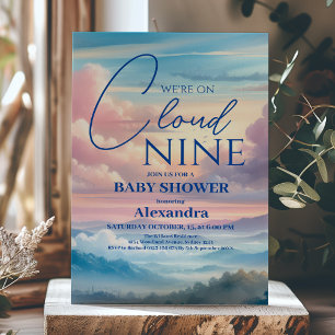 Convite Chá de fraldas brilhante do arco-íris na nuvem