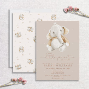 Convite Chá de fraldas Brown de Elefante para Bebês Mini