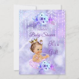 Convite Chá de fraldas Brunette Floreal Roxal