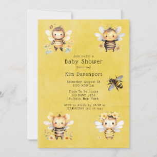 Convite Chá de fraldas Bumble Bee Florals