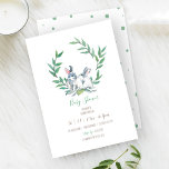 Convite Chá de fraldas Bunny de Cor Verde do Boho<br><div class="desc">Celebre sua Páscoa ou chá de fraldas de quintal com estes encantadores convites para chuveiros de bebês em casa aberta, com um coelhinho de aquarelas macio enfiado em verde e enquadrado por uma delicada coroa de louros. Com sua paleta branca e verde, essa design é perfeita para um chá de...</div>