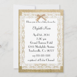 Convite Chá de fraldas Burlap e Lace