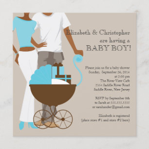 Convite Chá de fraldas Casal da Carruagem Afro-Americana