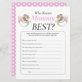 Convite Chá de fraldas Castanho Sereia Mamãe Bebê Sob O Ma