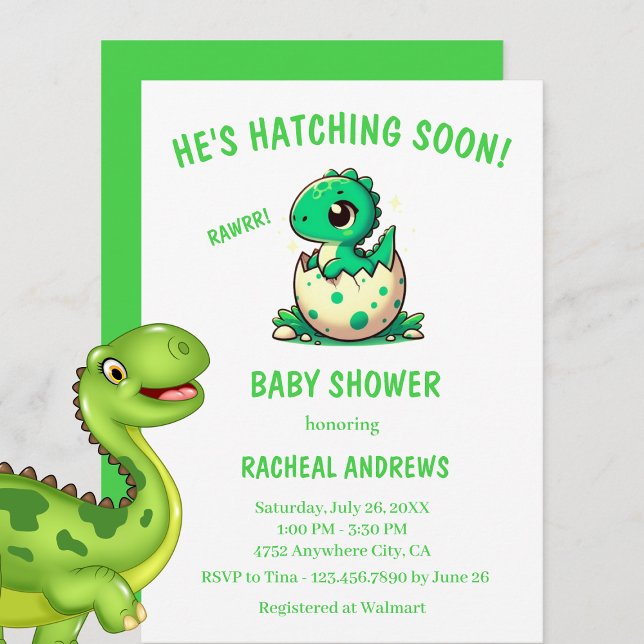 Convite Chá de fraldas Chá de fraldas do Dinossauro (Dinosaur Baby Shower Baby Boy invitations)