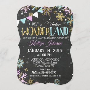 Convite Chá de fraldas Chalkboard de Winter Wonderland Sn