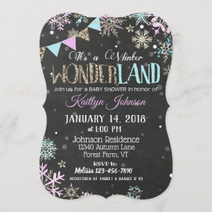 Convite Chá de fraldas Chalkboard de Winter Wonderland Sno