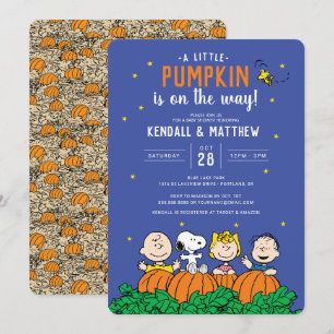 Convite Chá de fraldas Charlie Brown e Gang Pumpkin