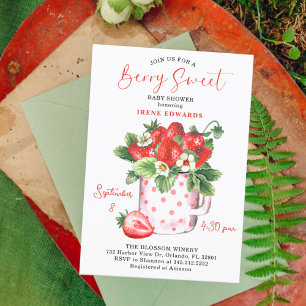 Convite Chá de fraldas Chic Berry Sweet Strawberry