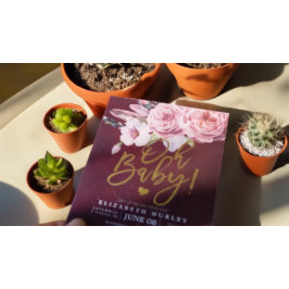 Convite Chá de fraldas Chic Boho Floral Feenas Borgonha Ve