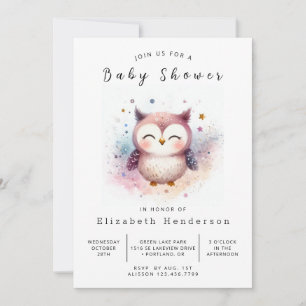 Convite Chá de fraldas Chic Happy Owl