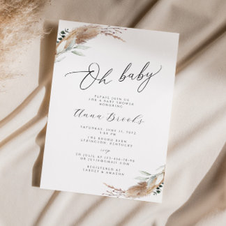 Convite Chá de fraldas Chic Pampas Grass Boho