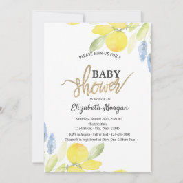 Convite Chá de fraldas Chic Watercolor Lemons