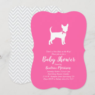 Convite Chá de fraldas Chihuahua Dog Rosa