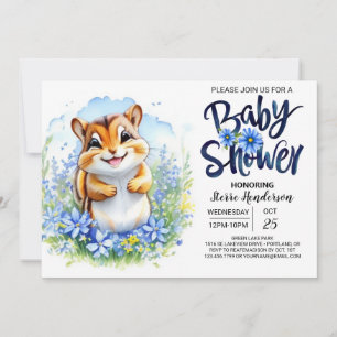 Convite Chá de fraldas Chipmunk Blue Boy