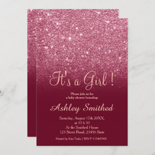 Convite Chá de fraldas chique da menina do ombre do brilho