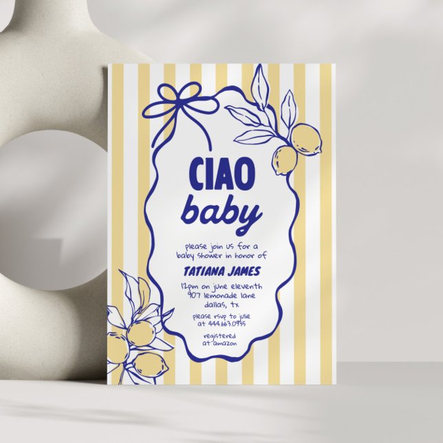 Convite CHÁ DE FRALDAS CIAO BABY Lemon Mediterranean Amalf (Criador carregado)