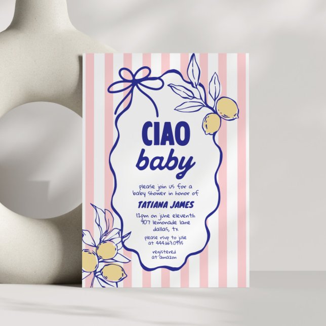 Convite CHÁ DE FRALDAS CIAO BABY Lemon Mediterranean Amalf (Criador carregado)