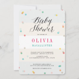 Convite Chá de fraldas Cinzento Moderno Confetti