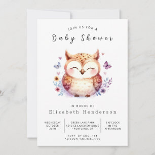Convite Chá de fraldas Classic Woods Owl