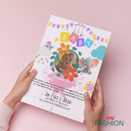 Convite Chá de fraldas Clássico de Minima de Aquarela Bran