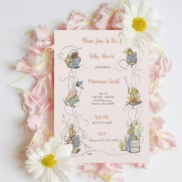 Convite Chá de fraldas Clássico Peter, Bebê do Coelho