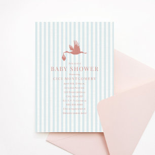 Convite Chá de fraldas Clássico Preppy Seersucker Stripe G